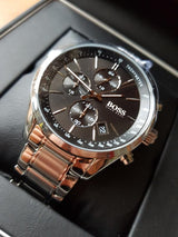 Hugo Boss Grand Prix Black Dial Silver Steel Strap Watch for Men - 1513477 Buy Now By Hugo Boss