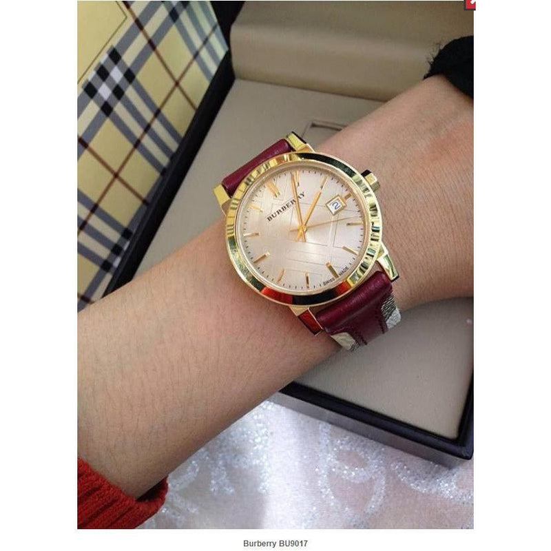Burberry The City Gold Dial Orange Leather Strap Watch for Women - BU9017 Buy Now By Burberry
