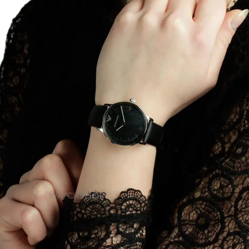 Emporio Armani Classic Quartz Black Dial Black Leather Strap Watch For Women - AR1600 Buy Now By Emporio Armani