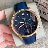 Fossil Neutra Chronograph Blue Dial Blue Leather Strap Watch for Men - FS5454 Buy Now By Fossil