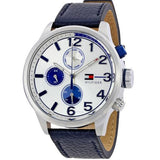 Shop Tommy Hilfiger Jackson Silver Dial Black Leather Strap Watch for Men - 1791240 in USA