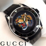Shop Gucci Dive Tiger Black Dial Black Rubber Strap Watch For Men - YA136318 in USA