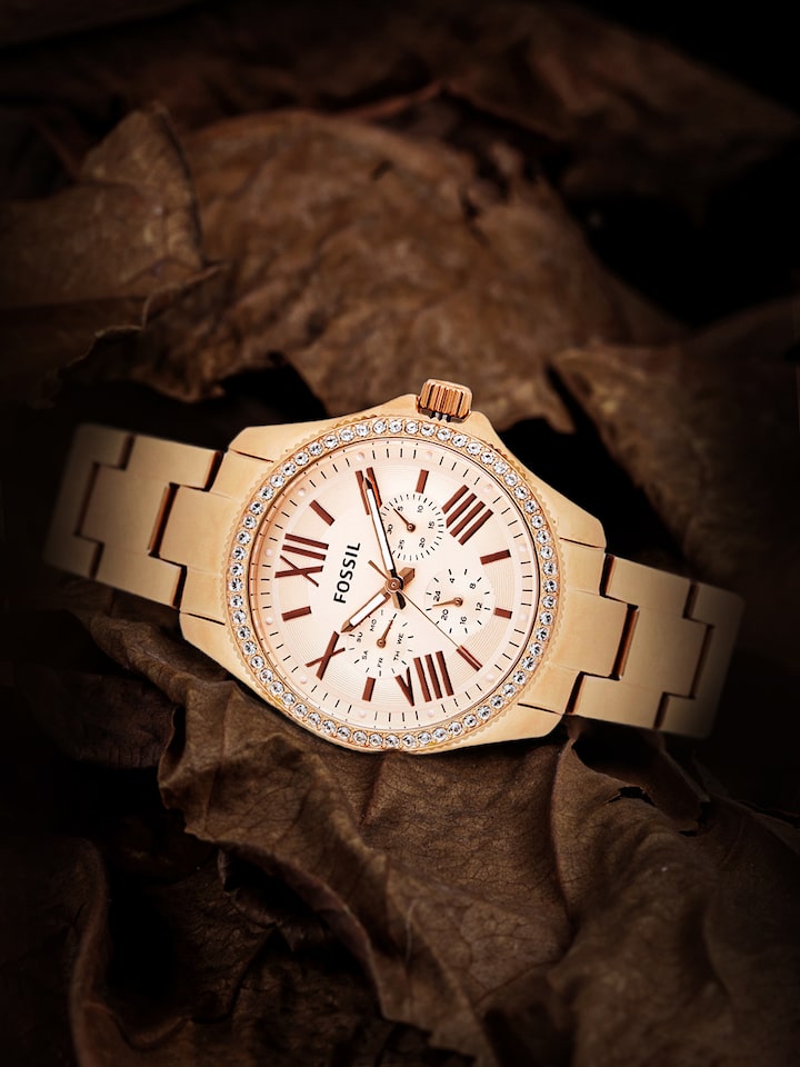 Fossil Cecile Rose Gold Dial Rose Gold Steel Strap Watch for Women - AM4483 Buy Now By Fossil
