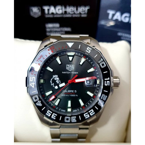 Tag Heuer Aquaracer Calibre 5 Premiere League Edition Black Dial Silver Stainless Steel Watch for Men - WAY201D.BA0927 Buy Now By Tag Heuer