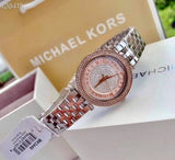Michael Kors Darci Rose Gold Dial Silver Steel Strap Watch for Women - MK3446