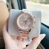 Michael Kors Ritz Chronograph Rose Gold Dial Rose Gold Steel Strap Watch for Women - MK6077 Buy Now By Michael Kors