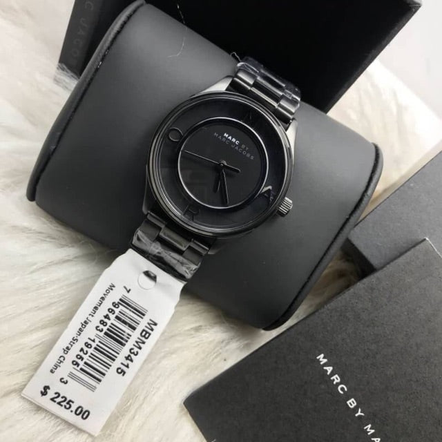 Marc Jacobs Tether Transparent Black Dial Black Steel Strap Watch for Women - MBM3415 Buy Now By Marc Jacobs