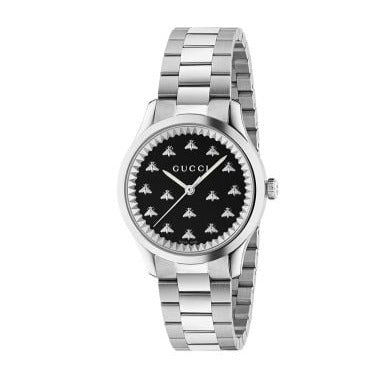 Shop Gucci G Timeless Quartz Black Dial Silver Steel Strap Watch for Women - YA1265034 in USA