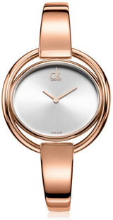Calvin Klein Impetuos Silver Dial Rose Gold Steel Strap Watch for Women - K4F2N616
