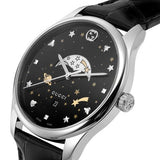 Shop Gucci G-Timeless Moonphase Black Dial Black Leather Strap Watch For Men - YA126327 in USA