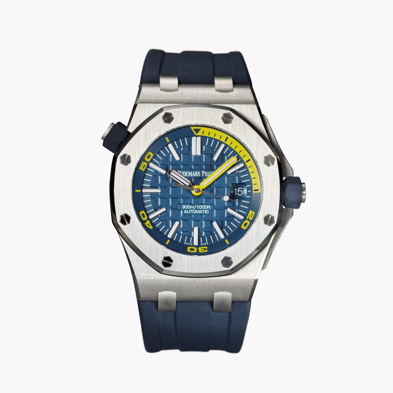 Audemars Piguet Royal Oak Offshore Diver Blue Dial Blue Rubber Strap Watch for Men - 15710ST.OO.A027CA.01