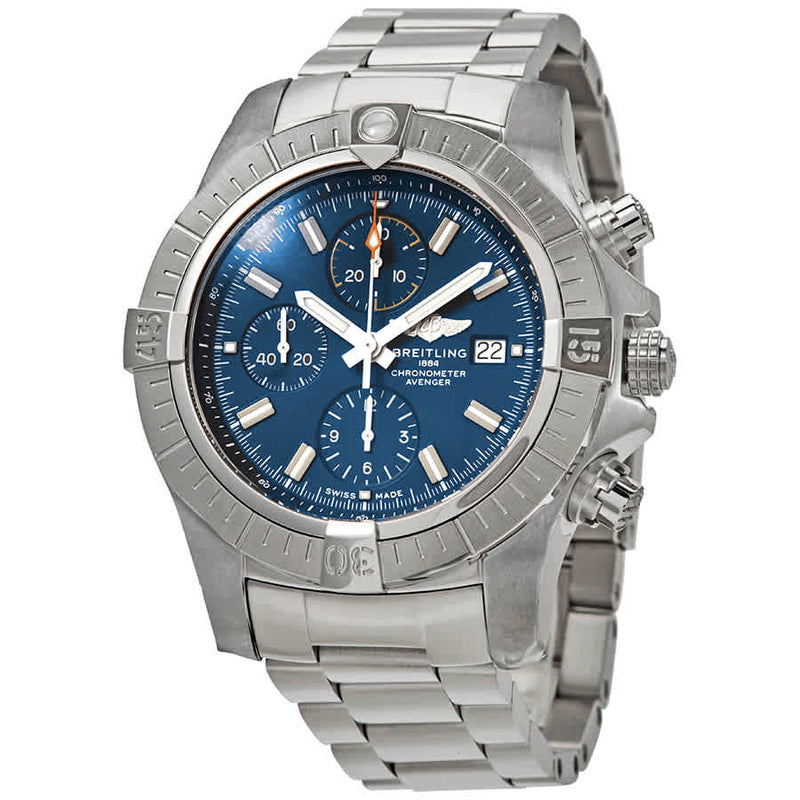 Breitling Avenger Chronograph 45mm Blue Dial Silver Steel Strap Watch for Men - A13317101C1A1