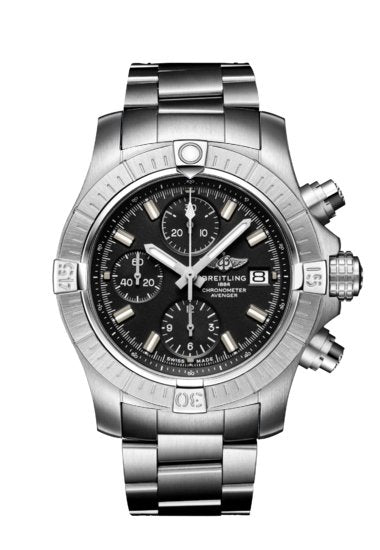 Shop Breitling Avenger Chronograph 43 Black Dial Silver Steel Strap Watch for Men - A13385101B1A1 in USA