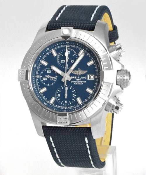 Shop Breitling Avenger Chronograph 43 Blue Dial Blue Nylon Strap Watch for Men - A13385101C1X1 in USA