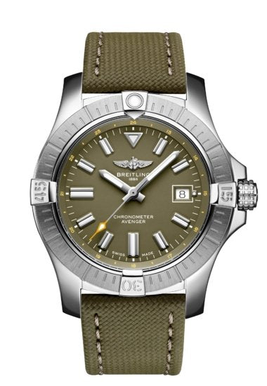 Shop Breitling Avenger Automatic GMT 43 Green Dial Green Nylon Strap Watch for Men - A17318101L1X1 in USA