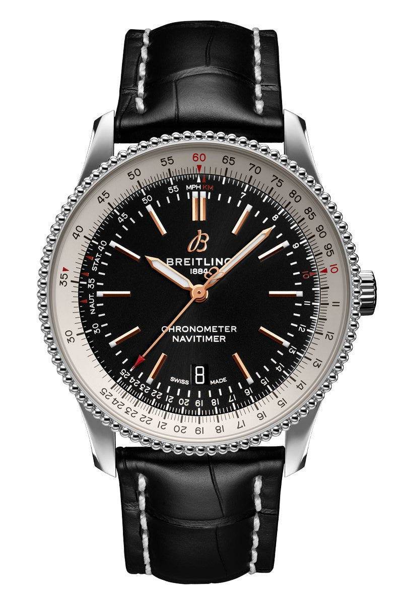 Shop Breitling Navitimer 1 Automatic 41mm Black Dial Black Leather Strap Mens Watch - A17326211B1P2 in USA