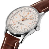 Shop Breitling Navitimer 1 Automatic 41mm White Dial Brown Leather Strap Mens Watch - U17326241G1P2 in USA