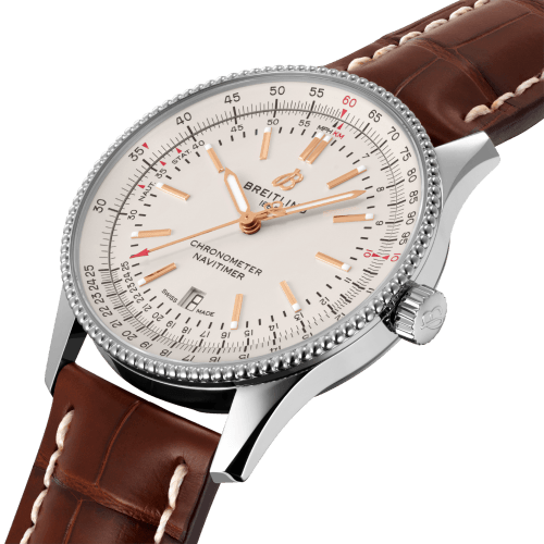 Shop Breitling Navitimer 1 Automatic 41mm White Dial Brown Leather Strap Mens Watch - U17326241G1P2 in USA