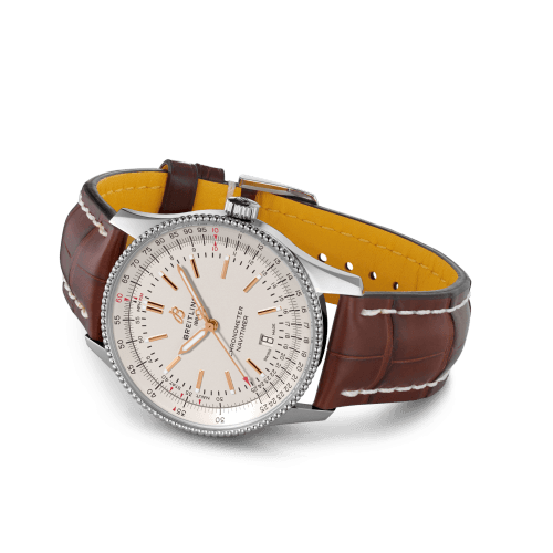 Shop Breitling Navitimer 1 Automatic 41mm White Dial Brown Leather Strap Mens Watch - U17326241G1P2 in USA