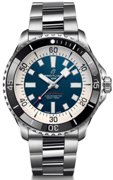 Breitling Superocean Automatic 44mm Blue Dial Silver Steel Strap Watch for Men - A17376211C1A1