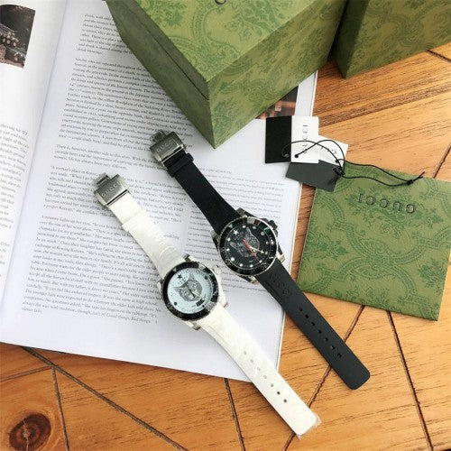 Shop Gucci Dive Tiger White Dial White Rubber Strap Watch For Men - YA136329 in USA