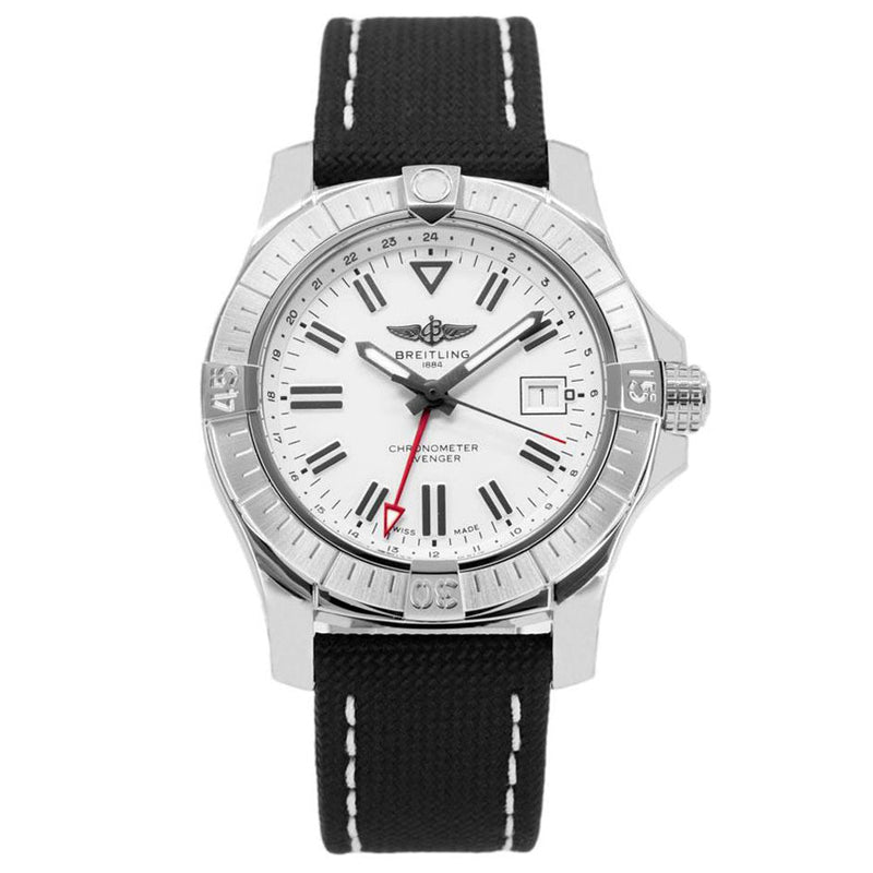 Shop Breitling Avenger Automatic GMT 43 White Dial Black Nylon Strap Watch for Men - A32397101A1X1 in USA