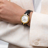 Shop Gucci Diamantissima Mother of Pearl Dial Black Leather Strap Watch For Women - YA141505 in USA