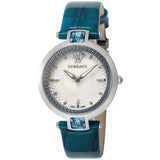 Versace Olympo Gleam White Dial Green Leather Strap Watch for Women - VAN020016
