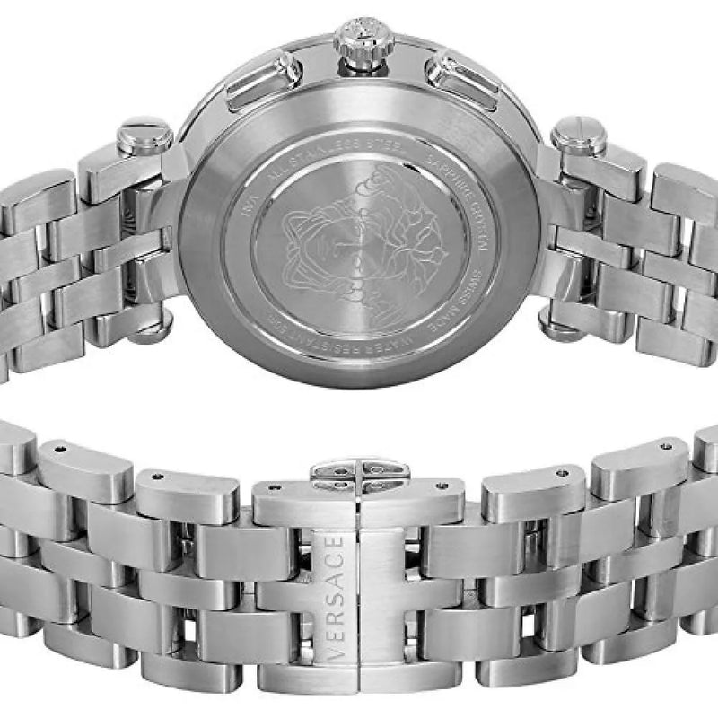 Versace V-Race Sport Black Dial Silver Steel Strap Watch for Men - VAH010016 Buy Now By Versace
