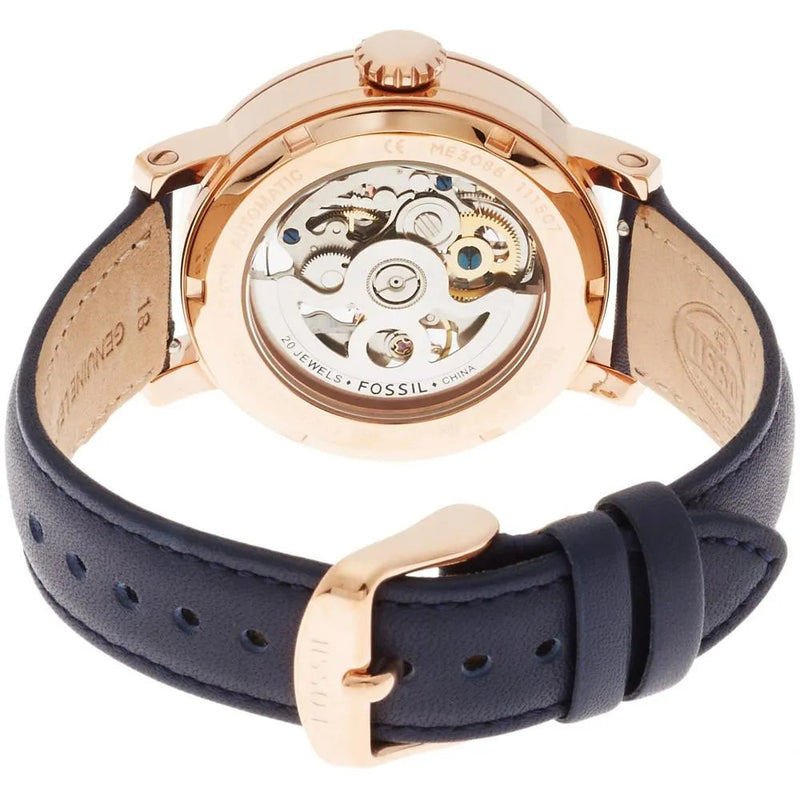 Fossil Original Boyfriend Skeleton White Dial Blue Leather Strap Watch for Women - ME3086 Buy Now By Fossil