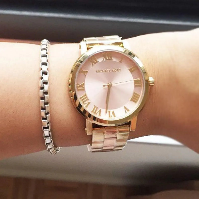 Michael Kors Norie Gold Dial Two Tone Steel Strap Watch for Women - MK3586 Buy Now By Michael Kors