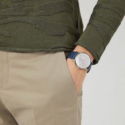 Emporio Armani Renato White DIal Blue Leather Strap Watch For Men - AR11119 Buy Now By Emporio Armani