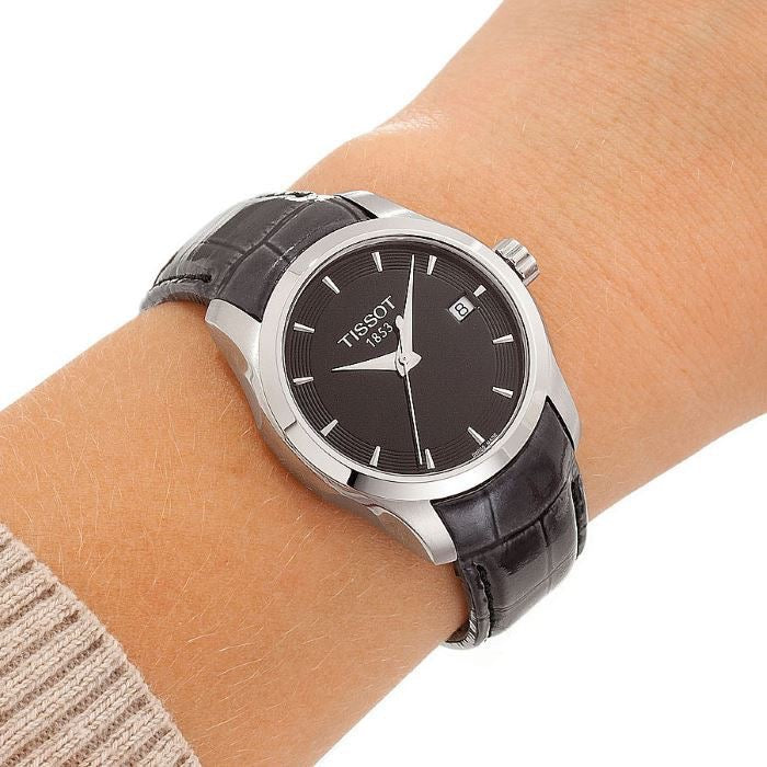 Tissot T Trend Couturier Black Dial Black Leather Strap Watch For Women - T035.210.16.051.00 Buy Now By Tissot