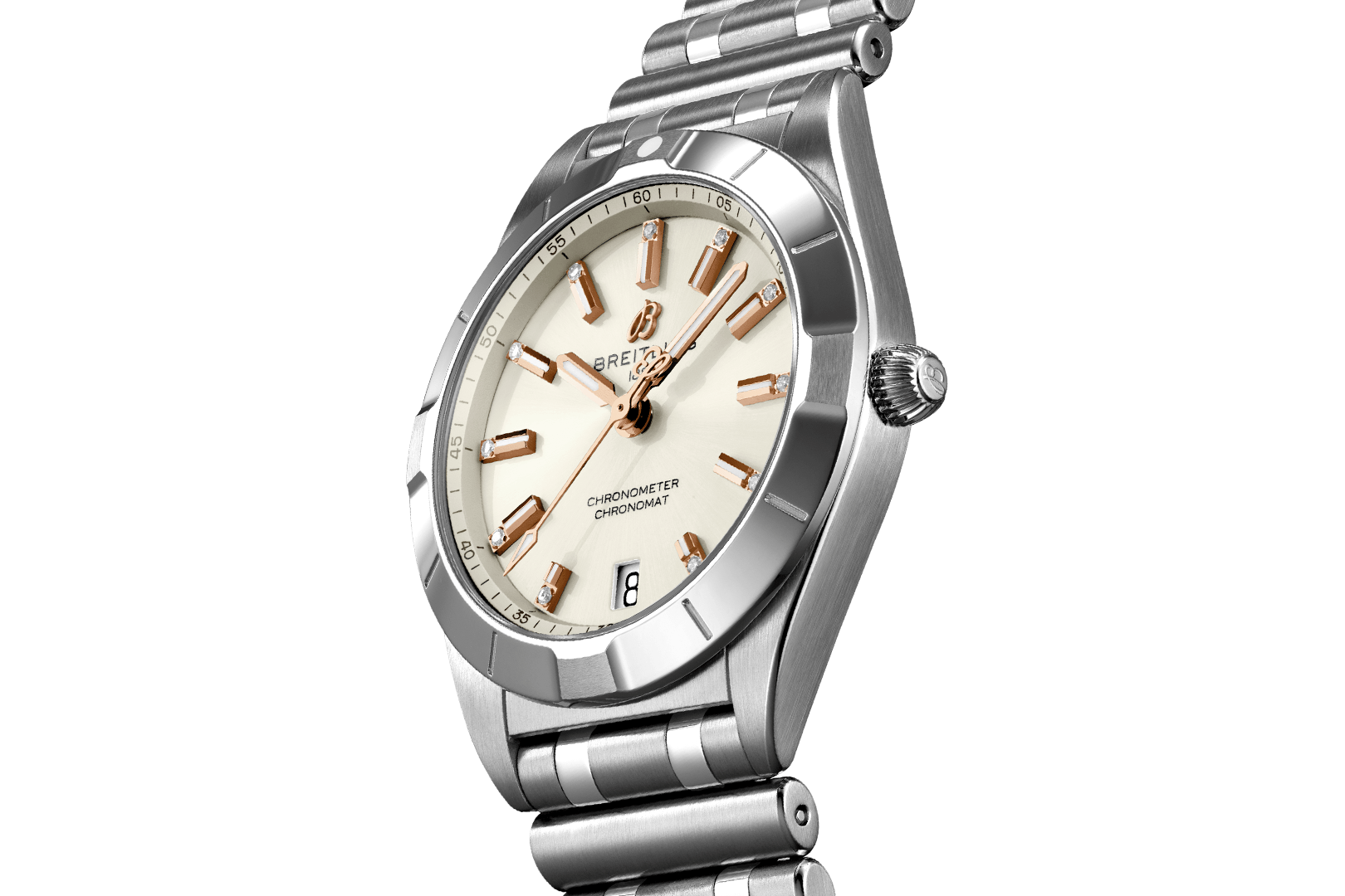 Breitling Chronomat 32 Diamonds White Dial Silver Steel Strap Watch for Women - A77310101A3A1