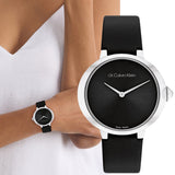 Calvin Klein Minimal Diamonds Black Dial Black Leather Strap Watch for Men - K3M211CS Buy Now By Calvin Klein