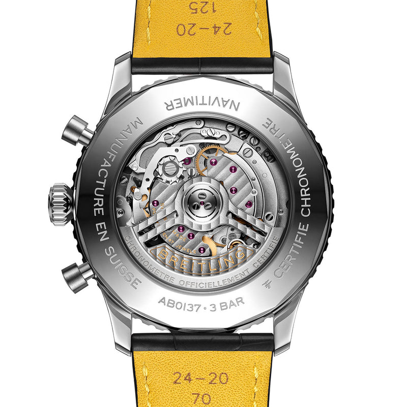 Shop Breitling Navitimer B01 Chronograph 46 Green Dial Black Leather Strap Watch for Men - AB0137241L1P1 in USA