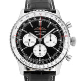 Shop Breitling Navitimer B01 Chronograph 46 Black Dial Black Leather Strap Watch for Men - AB0137211B1P1 in USA