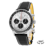 Shop Breitling Navitimer B01 Chronograph 43 Silver Dial Black Leather Strap Watch for Men - AB0138241G1P1 in USA