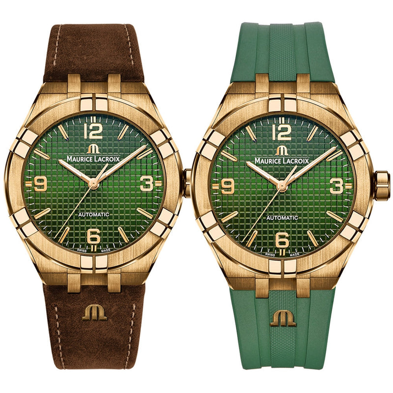 Maurice Lacroix Aikon Automatic Green Dial Brown Leather Strap Watch For Men - AI6008-BRZ0B-630-M Buy Now By Maurice Lacroix