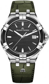 Maurice Lacroix Aikon Quartz Black Dial Green Crocodile Leather Strap Watch for Men - AI1008-PVB21-330-1 Buy Now By Maurice Lacroix