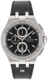 Maurice Lacroix Aikon Chronograph Black Dial Black Leather Strap Watch for Men - AI1018-SS001-330-1 Buy Now By Maurice Lacroix