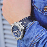 Maurice Lacroix Aikon Chronograph Blue Dial Blue Leather Strap Watch for Men - AI1018-SS001-430-1 Buy Now By Maurice Lacroix