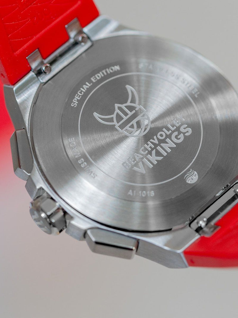Maurice Lacroix Aikon Beach Volley Vikings Limited Edition Red Dial Red Rubber Strap Watch for Men - AI1018-SS001-530-6 Buy Now By Maurice Lacroix
