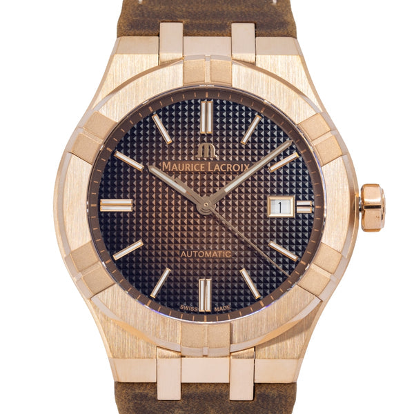 Maurice Lacroix Aikon Automatic Brown Dial Brown Leather Strap Watch For Men - AI6008-BRZ01-730-3 Buy Now By Maurice Lacroix