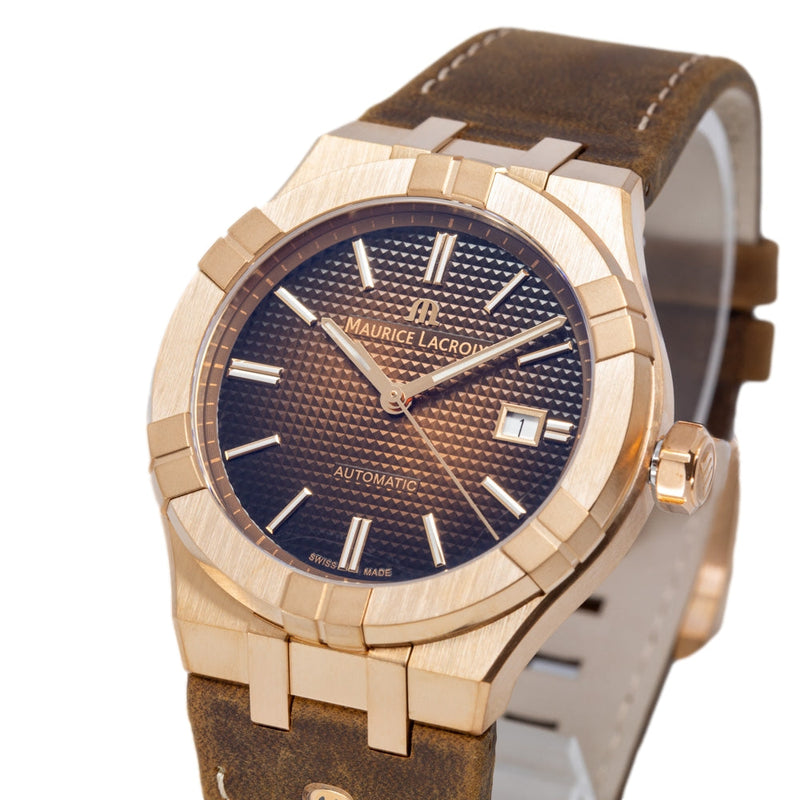 Maurice Lacroix Aikon Automatic Brown Dial Brown Leather Strap Watch For Men - AI6008-BRZ01-730-3 Buy Now By Maurice Lacroix