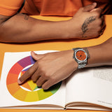 Maurice Lacroix Aikon Automatic Date Orange Dial Silver Steel Strap Watch For Men - AI6008-SS00F-530-E Buy Now By Maurice Lacroix