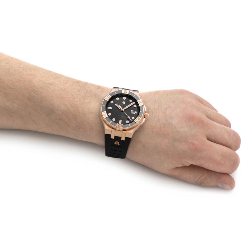 Maurice Lacroix Aikon Venturer Black Dial Black Rubber Strap Watch For Men - AI6058-BRZ0B-330-2 Buy Now By Maurice Lacroix