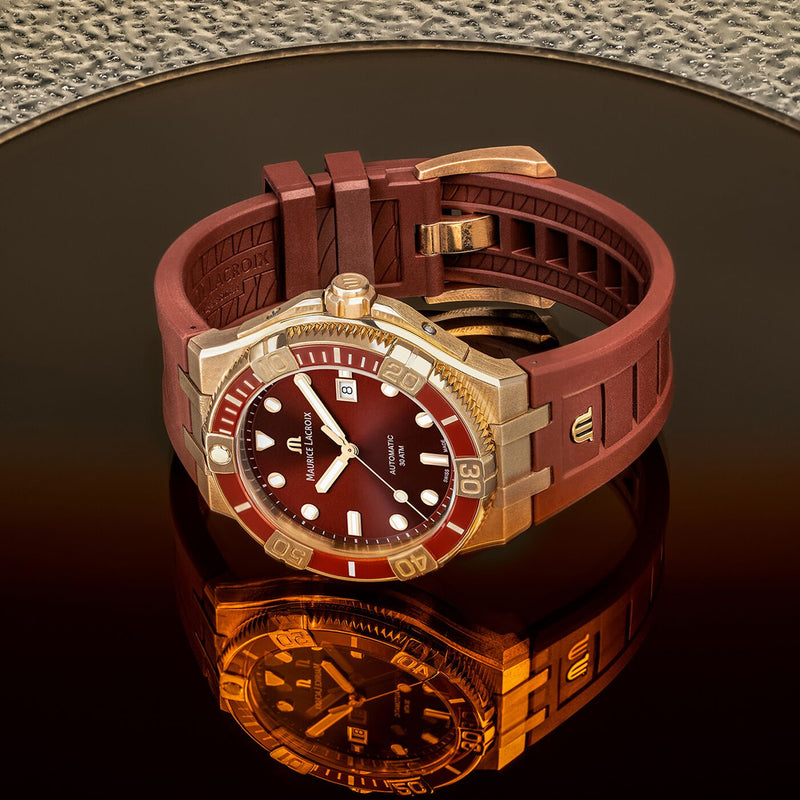 Maurice Lacroix Aikon Venturer Asia Special Edition Red Dial Red Rubber Strap Watch For Men - AI6058-BRZ6B-530-6 Buy Now By Maurice Lacroix