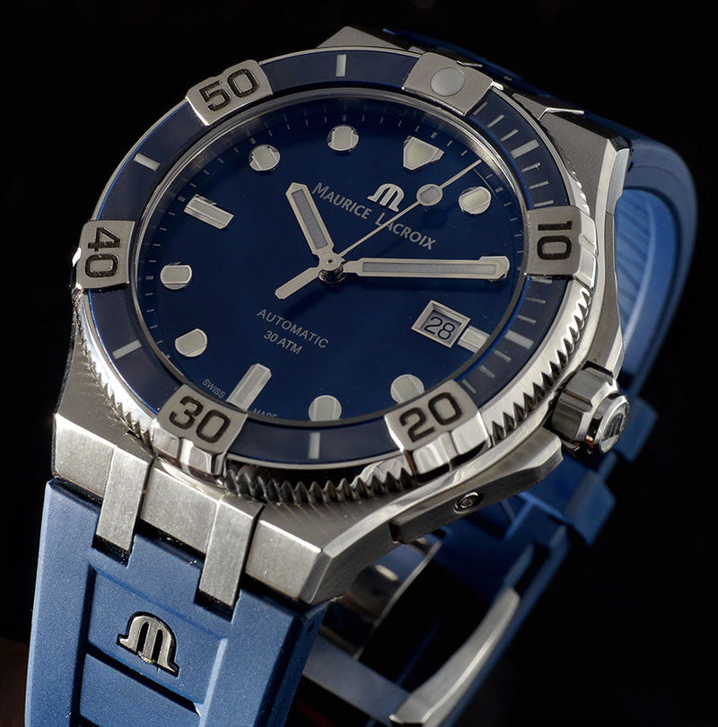 Maurice Lacroix Aikon Venturer Blue Dial Blue Rubber Strap Watch for Men - AI6058-SS001-430-1 Buy Now By Maurice Lacroix