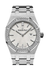 Audemars Piguet Royal Oak Quartz Diamonds White Dial Silver Steel Strap Watch for Women - 67651ST.ZZ.1261ST.01